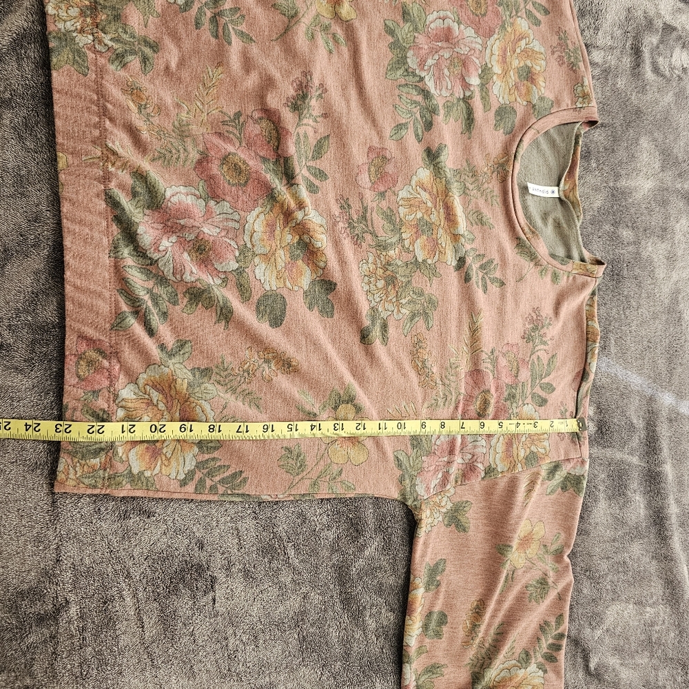 Piphany  Long Sleeve Top Floral Print Mauve Womens Large - Picture 10 of 13
